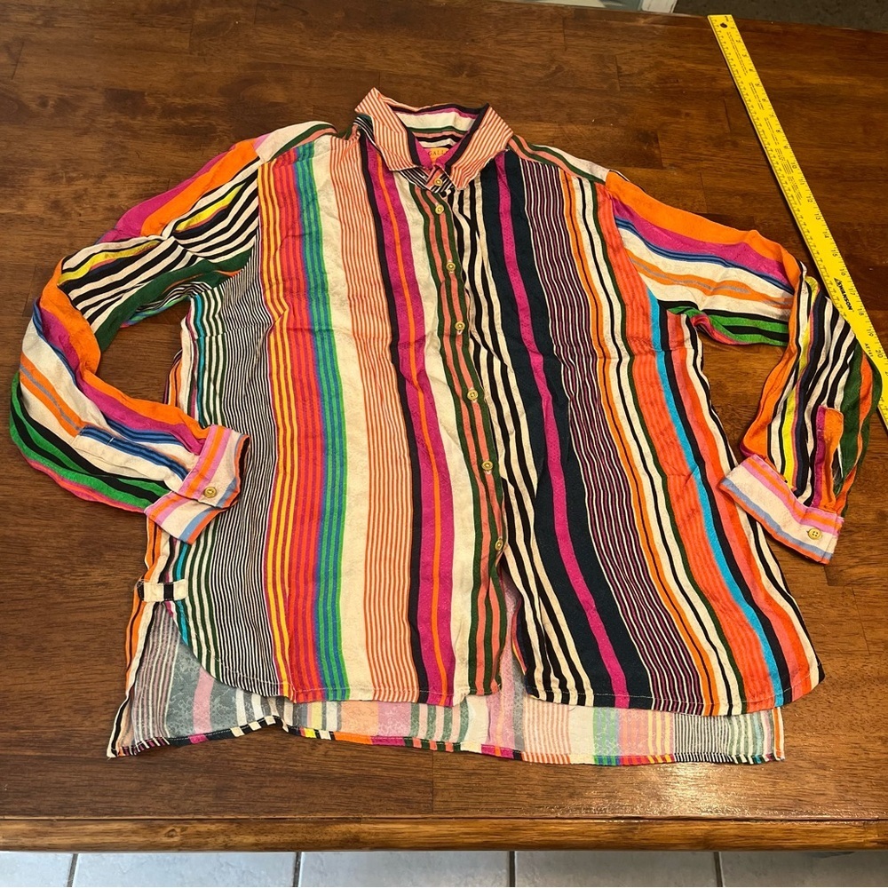 Vilagallo multicolor striped button down blouse size 44 or XL/XXL